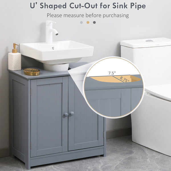 Latitude Run® Grey Under Sink Vanity Cabinet. 2 Doors & Shelf For ...